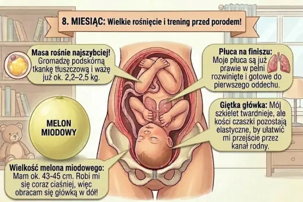 8 miesiąc Jak przebiega rozwój dziecka w 8 miesiącu ciąży